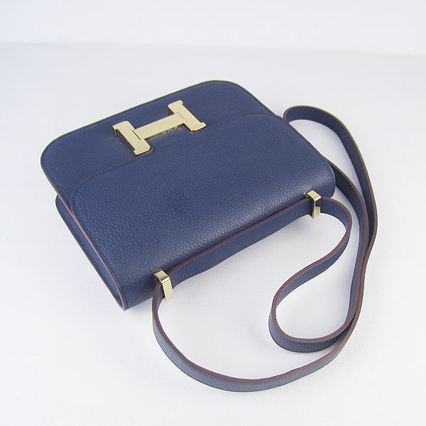 7A Hermes Oxhide Leather Message Bag Dark Blue H017